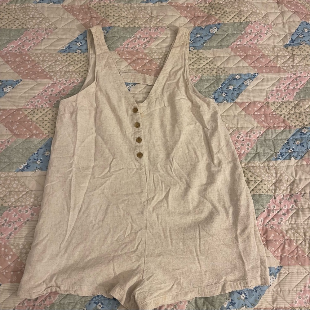 American Eagle Outfitters Cream Sleeveless Romper
